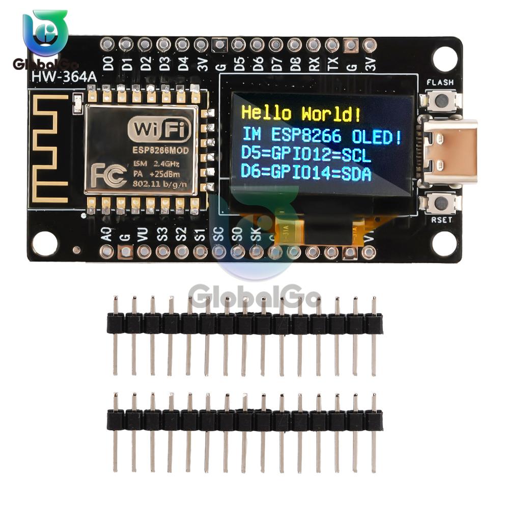 Плата разработки ESP8266 NodeMCU с 0,96-дюймовым OLED-дисплеем, CH-340, WiFi-модуль ESP-12E, Micro USB для Arduino/Micropython ESP8266