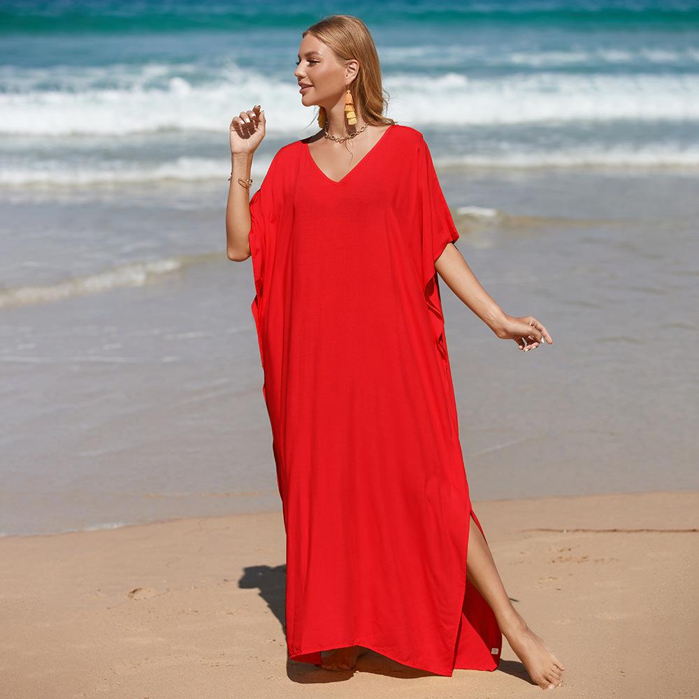 Women's Beach Cover Up Loose Plus Size Bohemian Long Dress Bikini Outer Shirt