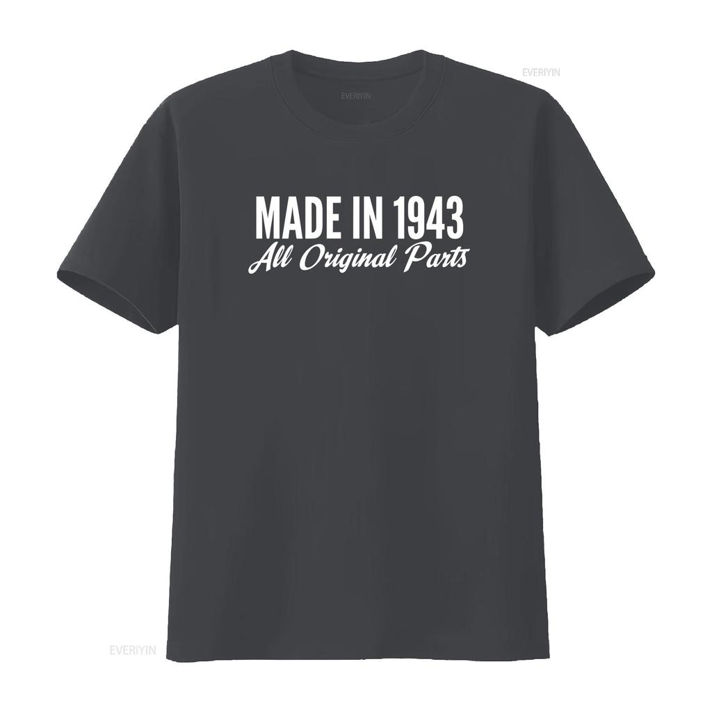 Vintage Style Made in 1943 All Original Parts T Shirt Retro Birthday Present Idea vintage Washed Casual Versatile streetwear