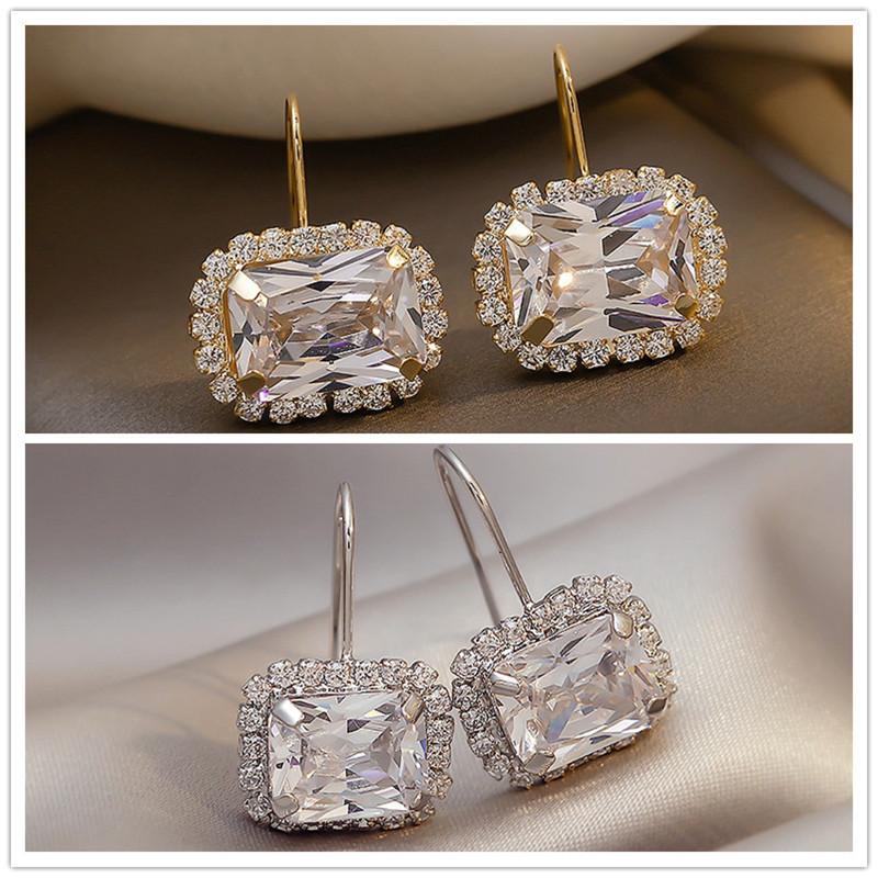 BELLA BOX Роскошные свадебные серьги-крючки, простой элегантный дизайн, блестящие серьги с фианитом, эстетические серьги, новые модные украшения для женщин