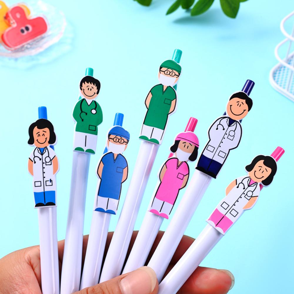 Doctor Nurse Pen Creative Press Ballpoint Pen Cartoon Character Pen Convenient For Teachers Nurses Students