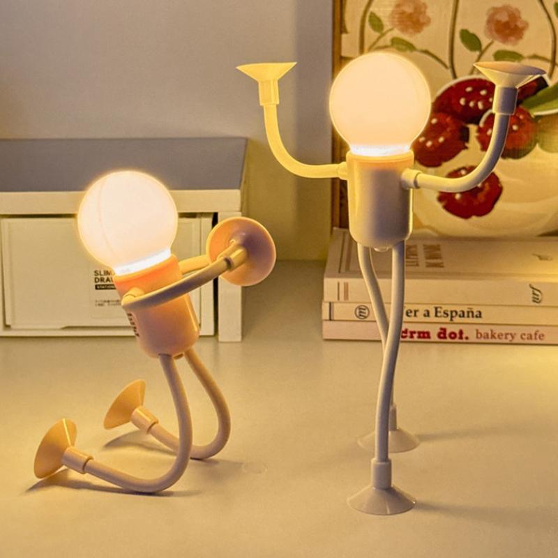 Изменяемая форма Забавный спортсмен Ночной светильник Кнопка Батарея Настольная лампа Универсальная мини-лампа Креативный орнамент Вакуумная адсорбция