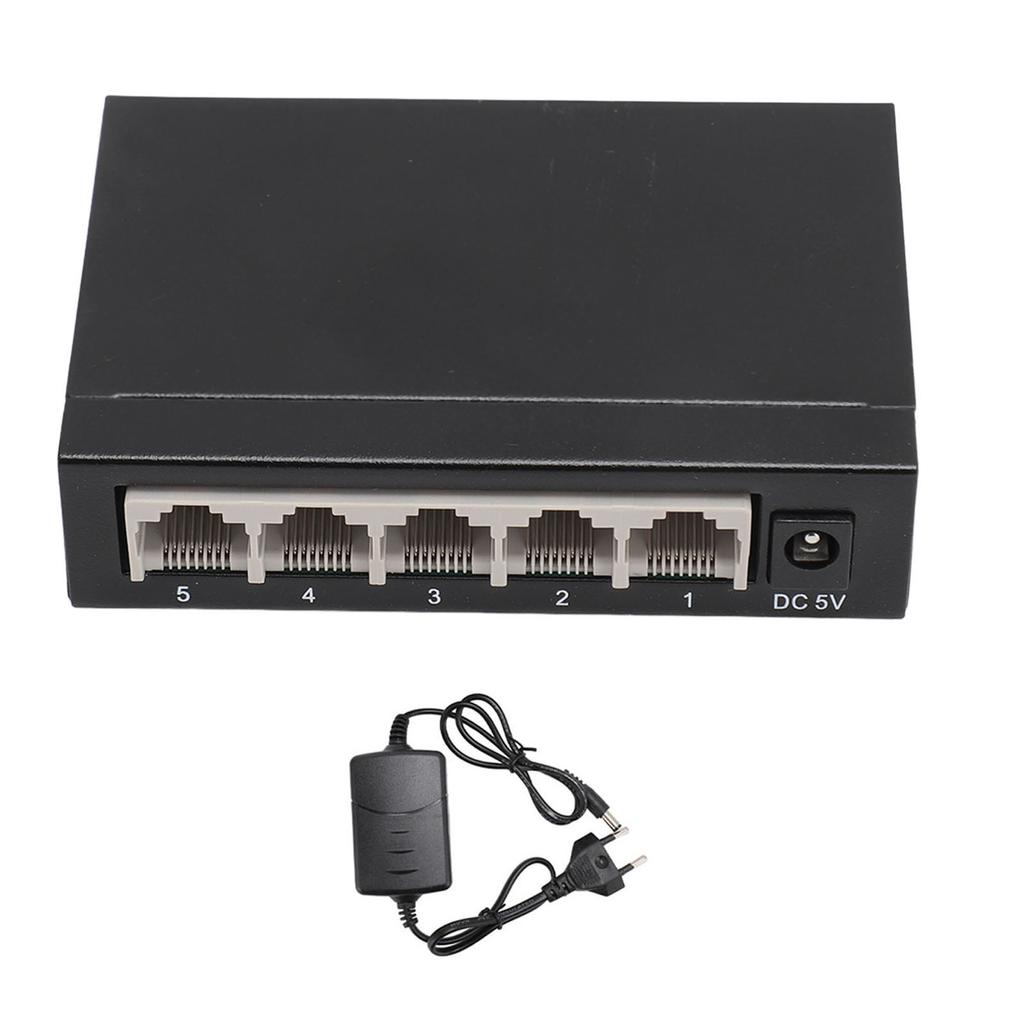 Ethernet Switch 5 Port Gigabit Ethernet Splitter Plug and Play Silent Operation Metal Network Hub