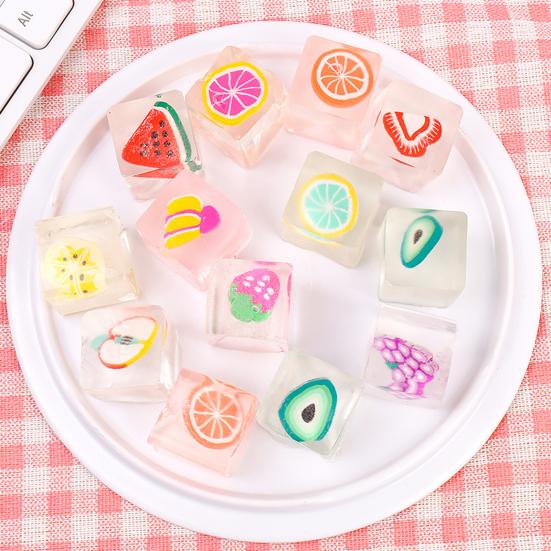 12 шт., игрушка для сжатия фруктового кубика льда, снятие стресса и беспокойства, мультяшный фруктовый кубик, сенсорная игрушка для детей и подростков, взрослых, портативный мягкий прозрачный кубик TPR, игрушка для сжатия
