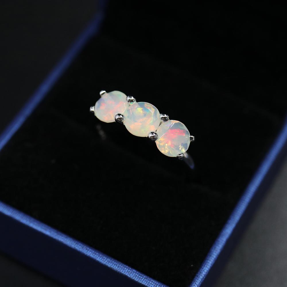 Простое кольцо с опалом из стерлингового серебра 925 пробы, круглое 6 мм, натуральный красочный драгоценный камень, изысканные украшения для женщин, хороший подарок, новое поступление 2024 года