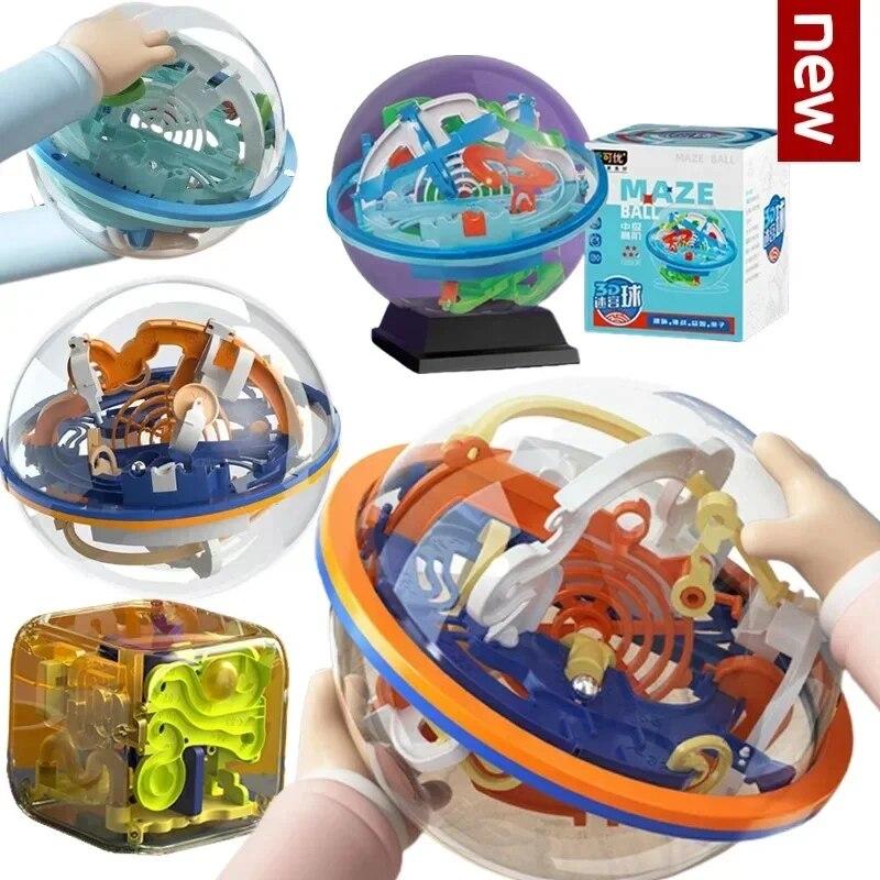 Волшебный 3D интеллект-лабиринт-головоломка с мячом, мозговые игры, 299 испытаний, лабиринт с препятствиями, игра с мячом с образовательным подарком для детей и взрослых