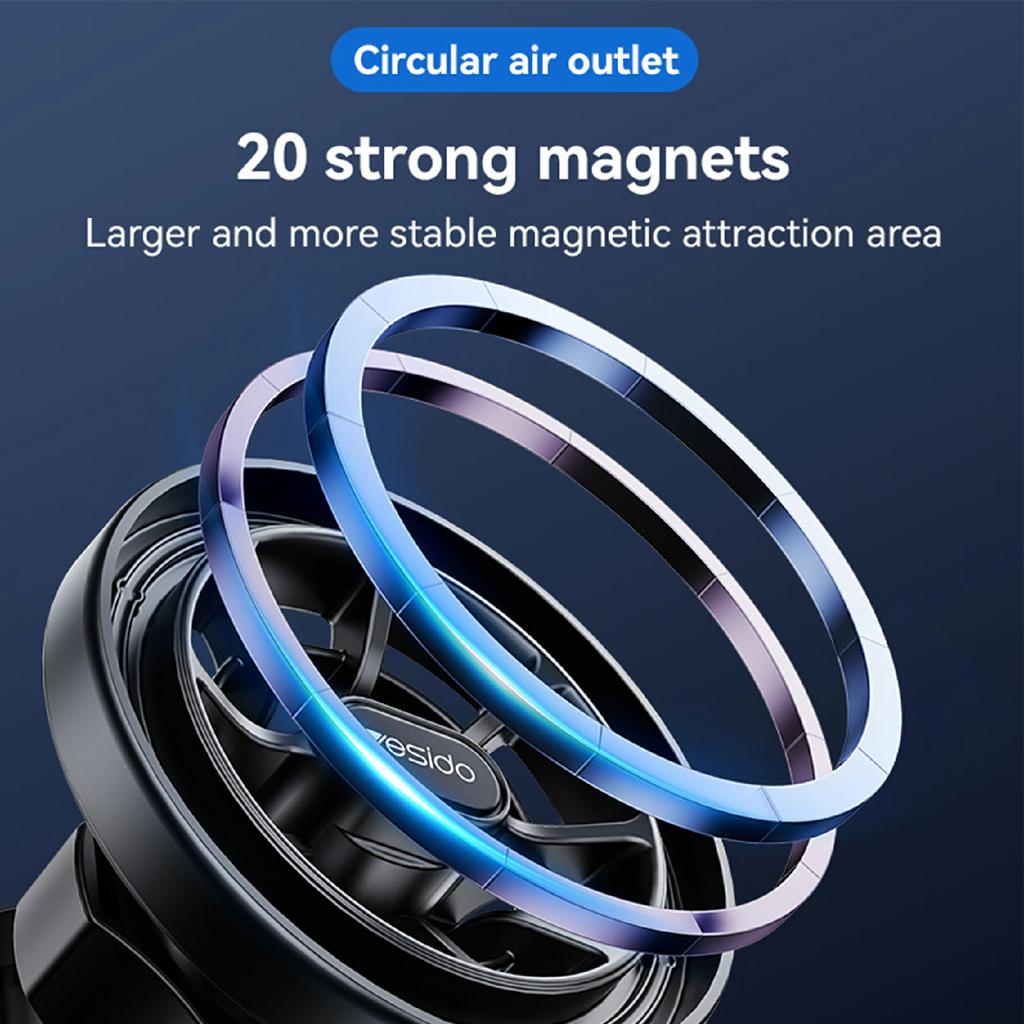 YESIDO C221 Compatible with MagSafe Car Mount Holder Circular Air Vent Compatible Stand Rotatable Adjustable Diameter
