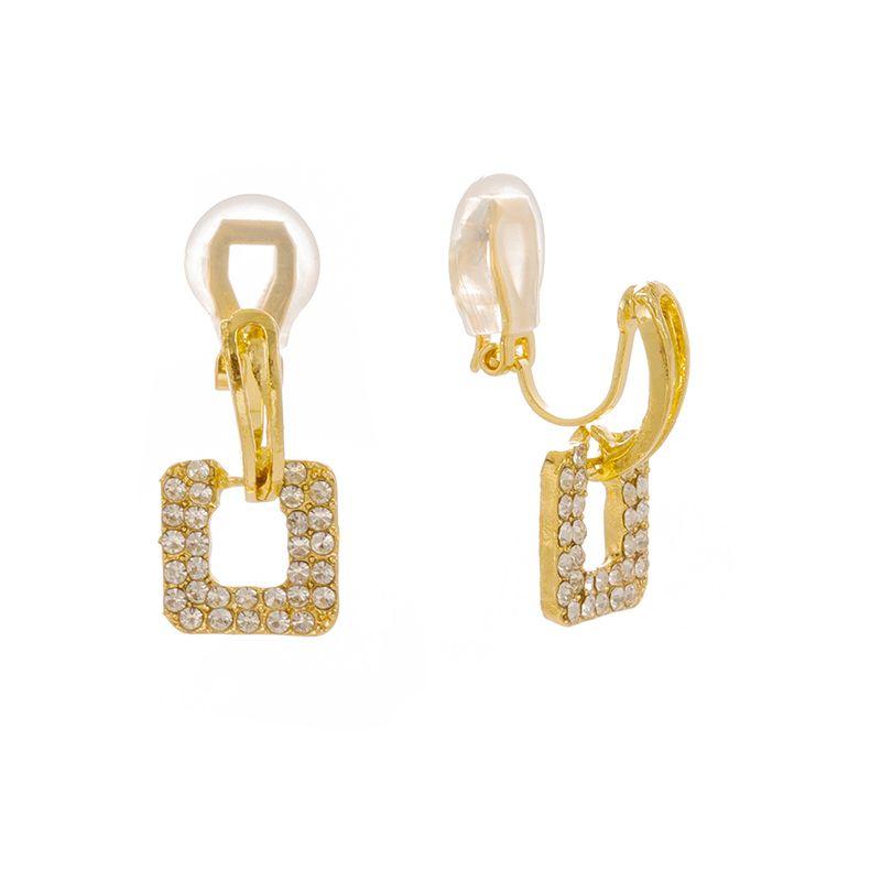 Новинка 2023, квадратные серьги со стразами и геометрическим рисунком без пирсинга, уникальные серьги типа уха для девочек