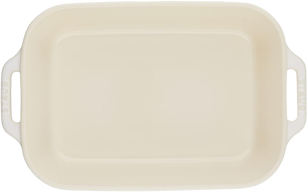 Staub Dish Ivory 34 X Ceramic Gratin Dish Oven Microwave Safe Japanese Dish "Rectangular 24cm" [Authorized Product] 40511-887