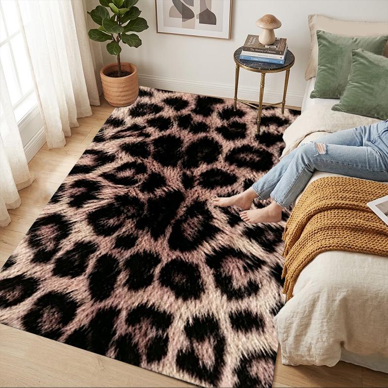 Leopard Print Living Room Nonslip Area Rug Soft Carpet For Bedroom Game Playroom Sofa Office Home Decor Doormat Christmas Gift C926374