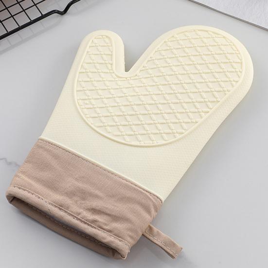 1Pc/2Pcs Silicone Gloves Thick Oven Insulation Heat Resistant Anti-Scalding Quilted Design Anti-scald Gloves
