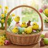 Realistic Easter Chick Figurine Flocking Mini Chicken Toy Cute Plush Chicken Ornament  Home Decor