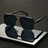 Unisex Retro Metal Frame Fashionable Glasses with Gradient Lenses