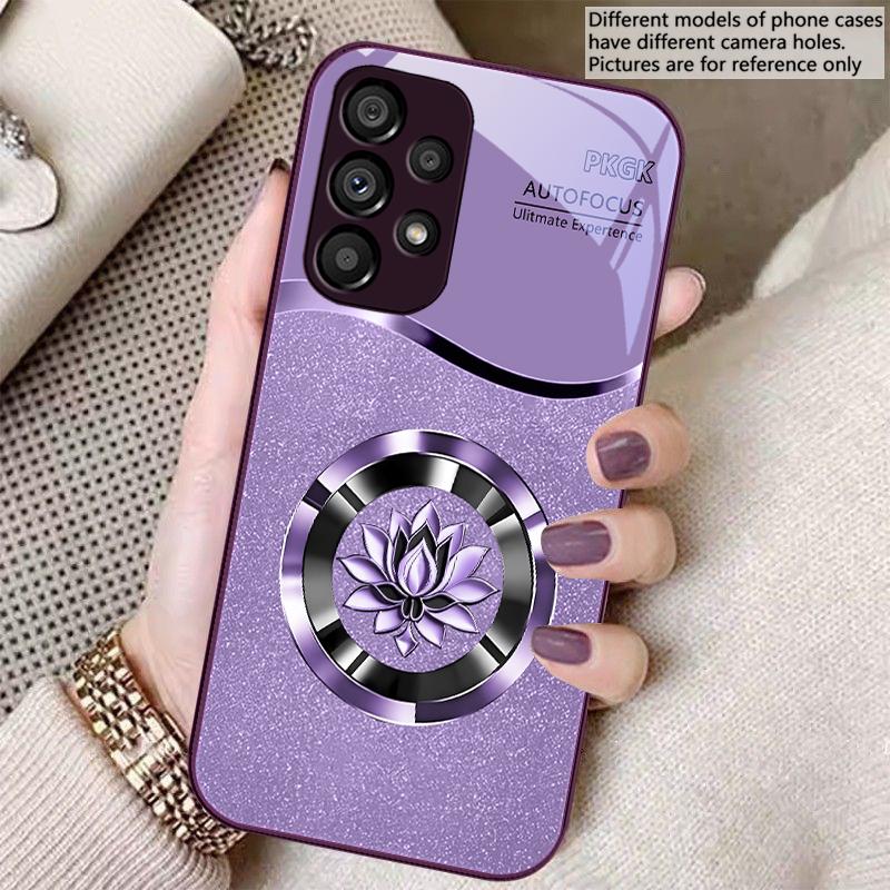 Градиентный Золотой Лотос Для Samsung S8 S9 S10 S20 Ultra S21 Pro S22 Plus S23 FE S24 Ultra S25 Edge S25Ultra Стеклянный Чехол для Телефона