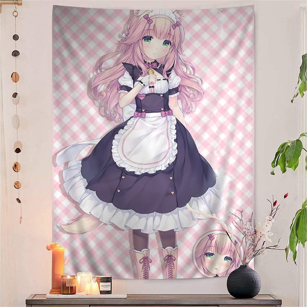 Аниме Nekopara Фильм Липкий DIY Настенный Гобелен Хиппи Цветочные Настенные Ковры Декор для Общежития Настенное Искусство для Спальни Гостиной Дизайн