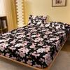 1 Simple Modern Plant Flower Printed Matte Fitted Sheet, Bedroom Printed Bed Cover, Bedding (Excluding Pillowcases)