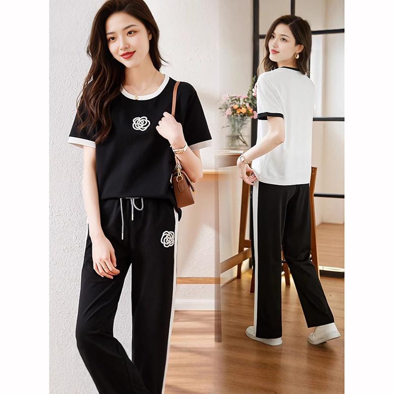 Summer Women's Sets Round Neck Short Sleeve T Shirt Pants Women Tracksuits Outfits