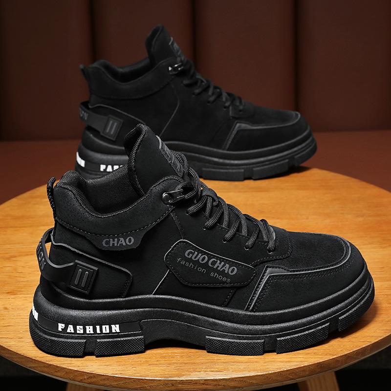 Men's Shoes New High Top Trend All Match Inside Height-raising Cargo Casual Short Boots Labor Protection Shoes