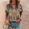 Women's T-Shirt Summer V-Neck Clothes Ethnic Short Sleeve Top Casual Harajuku Streetwear T Shirt for Women Pullover Hip Hop