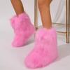 Женские сапоги из искусственного меха Зимние пушистые плюшевые теплые сапоги до середины икры Снежные сапоги Роскошные модные меховые сапоги Удобная уличная обувь на плоской подошве
