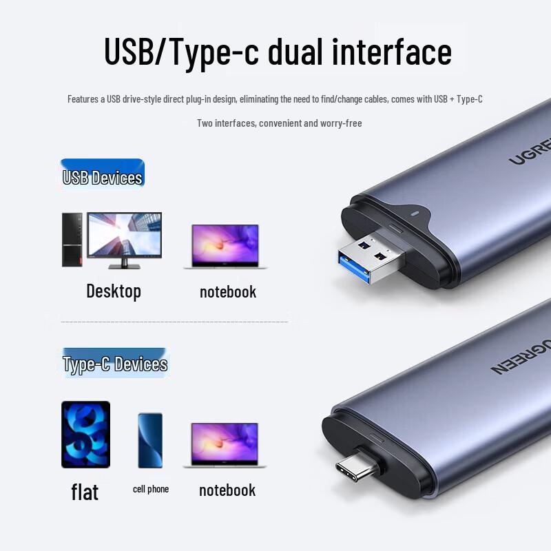 Ugreen Корпус CM353 для NVMe SSD M.2 с Type-C/USB3.1