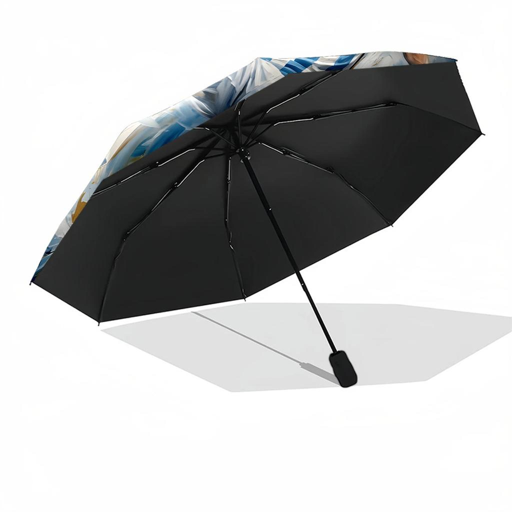 Messi Portable Automatic Umbrella Compact 8-Rib Lightweight Lightweight for Outdoor Daily Use Fashionable Accessory Perfect Gift for Friends & Family