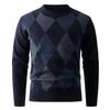 Men S Diamond Pattern Crew Neck Pullover Knit Sweater