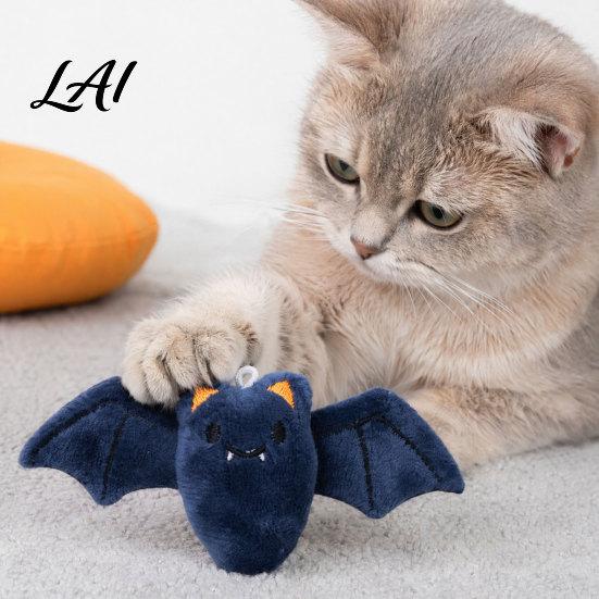 Plush Cat Toy Halloween Theme Toy Soft Ghost Bat Pumpkin Cute Stuffed Chew for Indoor Cats Boredom Relief Holiday Pet Photography Props