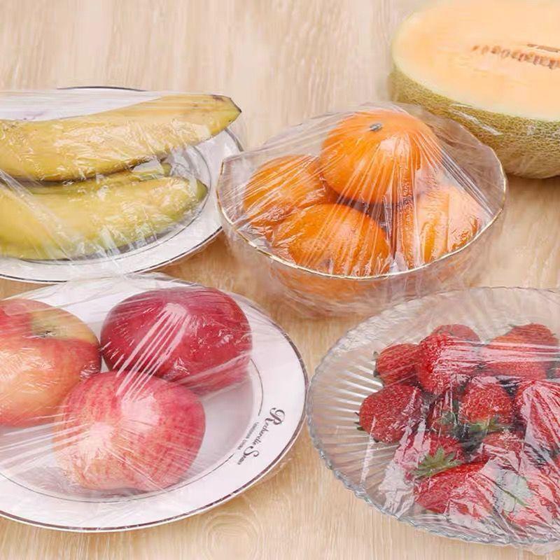 100pcs Disposable Food Cover Plastic Wrap Elastic Food Lids For Fruit Bowls Cups Caps Storage Kitchen Fresh Keeping Saver Bag