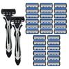 6-Blade Razor for Men Manual Shaving Razor with Replacement Blades 2 Handles 30 Razor Heads for Face and Body Shaving