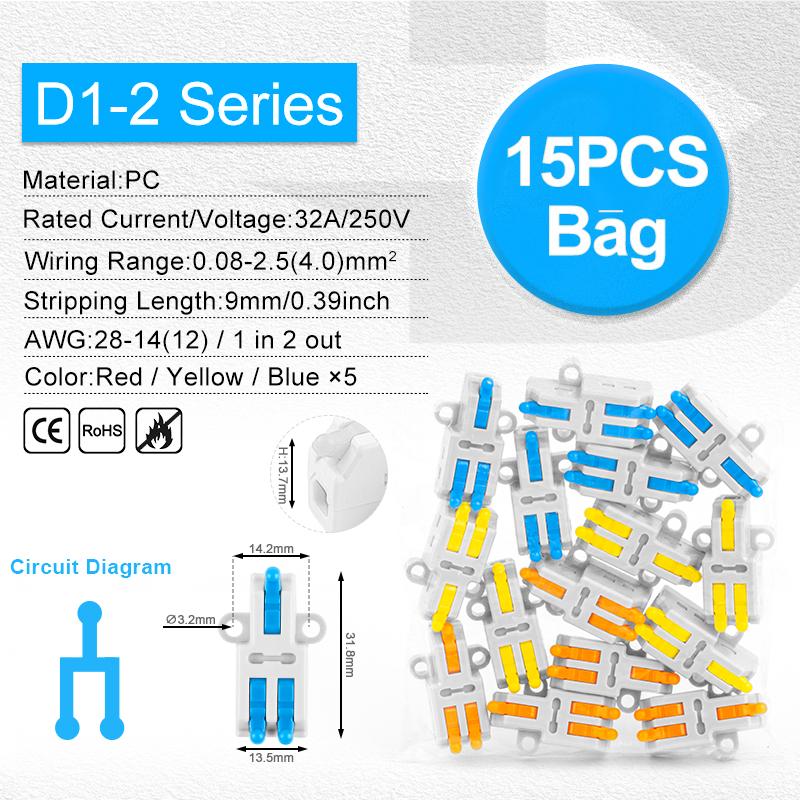 Рычажные быстрые мини-соединители для проводов 1 вход - несколько выходов Компактные соединители для сращивания проводов Подключение для вставных домашних клеммных блоков 32А