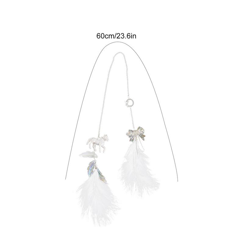 Rearview Mirrors Hangings Elegant Feather Keychain Pendant Lucky Decorative Suspending Ornaments Multifunctional Car Interior