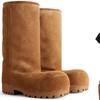 Stylish Thick Sole Mid-Calf Boots Women Casual Round Toe Height Increasing Winter Boots Comfy Platform Plush Warm Big Head Shoes