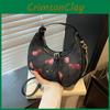 Shoulder Crossbody Fashion Bag With Cherry Print And Chain Design For Daily