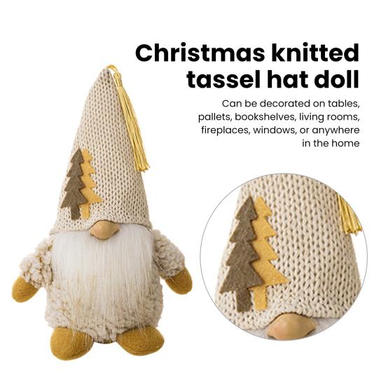 Рождественская кукла-гном, вязаная заостренная шапка ручной работы, снежинка, дерево, полная борода, милый настольный безликий гном, фаршированное украшение, товары для вечеринок, подарок