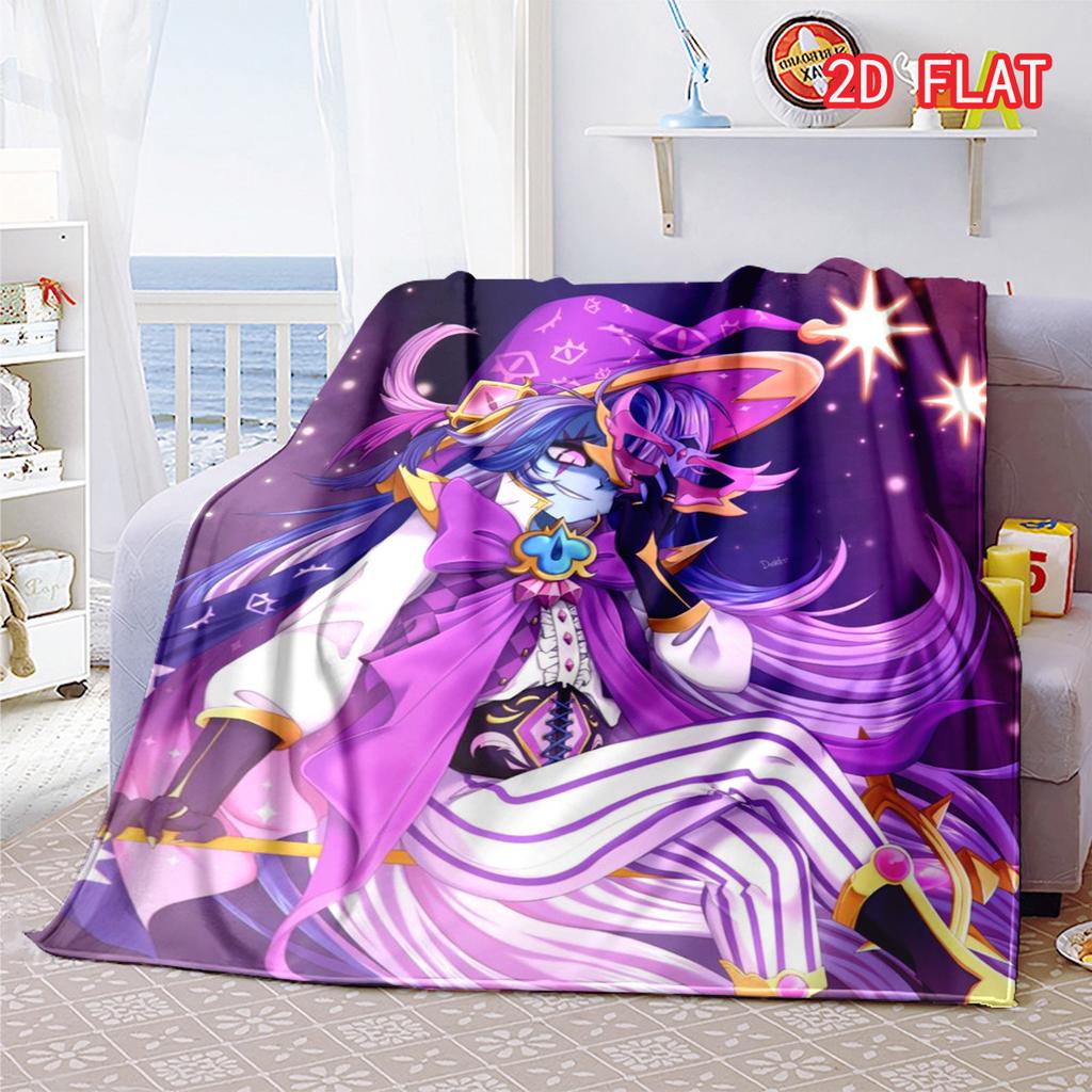 Cookie Run Kingdom Shadow Milk Cookie Flannel Blanket, Purple Magical Wizard Starry Background Cozy Throw