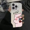 Чехол для телефона Cartoon Pig Electroplate Silver IMD для Redmi 13 4G 12 13C Redmi Note 13 12 11 10 Pro Plus 12S 11S задняя крышка