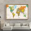 The World Map Non-woven Non-Smell Canvas Painting Aerial View Wall Art Poster Picture Home Office Vintage Decoration