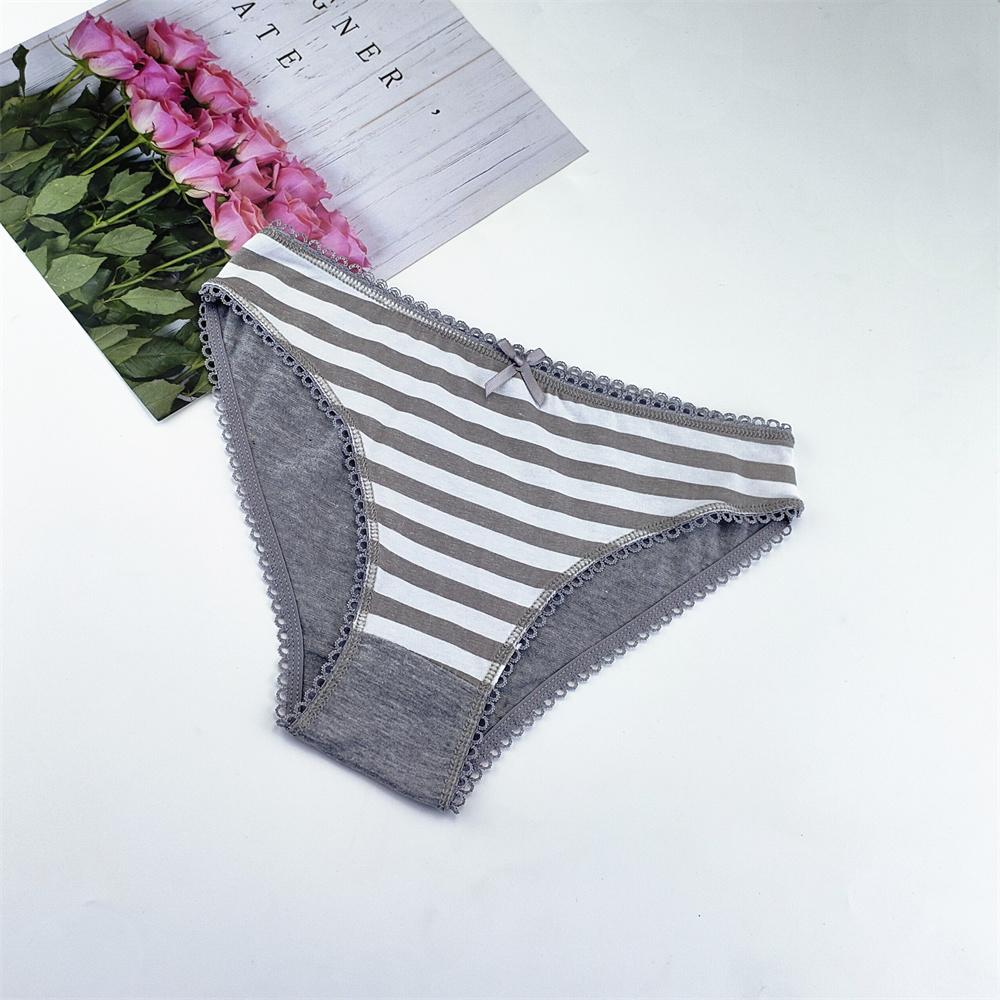 6 шт. Женские милые полосатые хлопковые трусики, удобные сексуальные трусики с милым бантом, женские трусы
