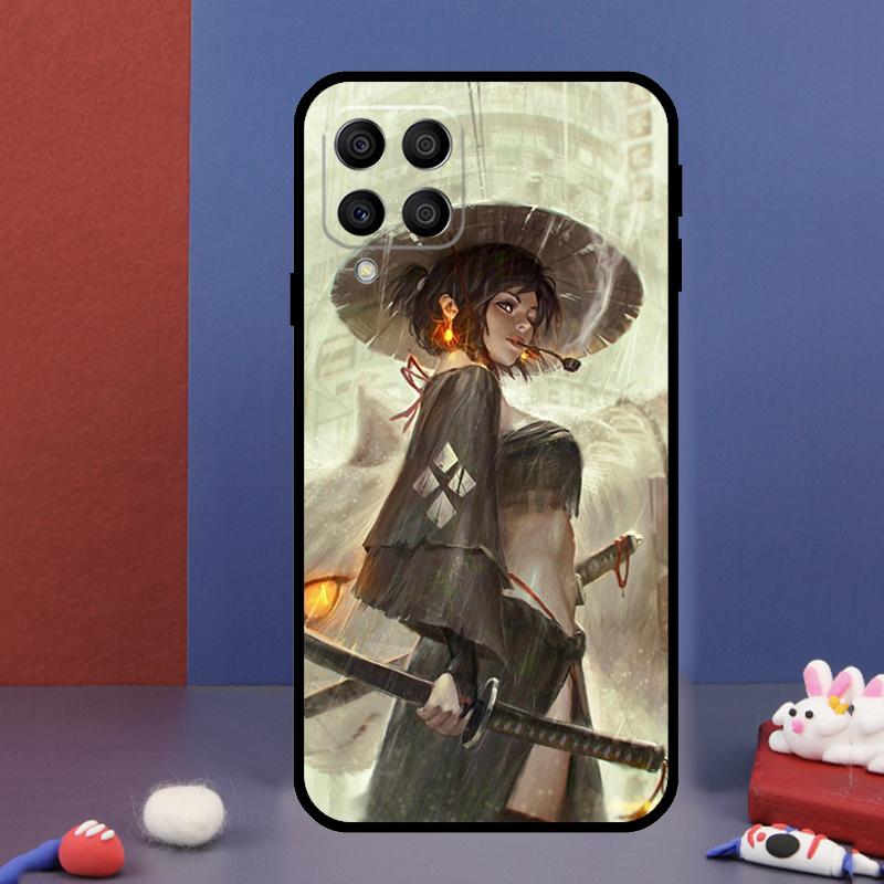 Чехол для телефона Samsung Galaxy M14 M34 M54 M33 M13 M23 M53 M15 M55 M31 M51 M20 M30s M32 M52 с изображением аниме-девушки-самурая