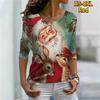 Женская футболка Рождественская цифровая 3D-печать с длинным рукавом и круглым вырезом Свободная рубашка Одежда Повседневная мода Летние топы Пуловер Универсальный