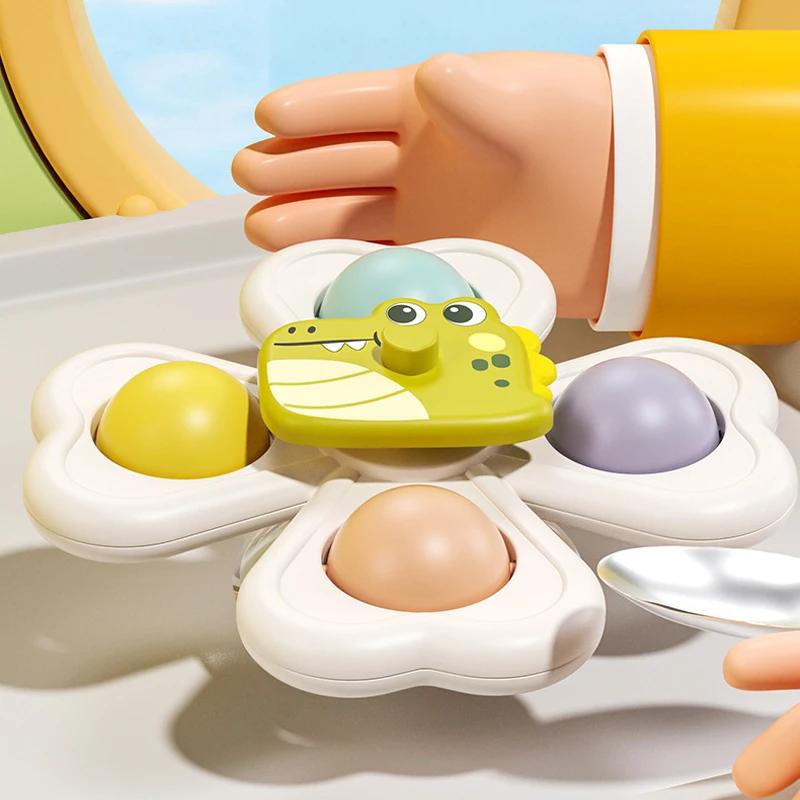 Игрушки 3 шт. Вращающаяся игрушка на присоске Детская ванна Забавная игра Обучающая Для детей Девочек Мальчиков Девочек Младенцев Сенсорная Снятие стресса Подарок