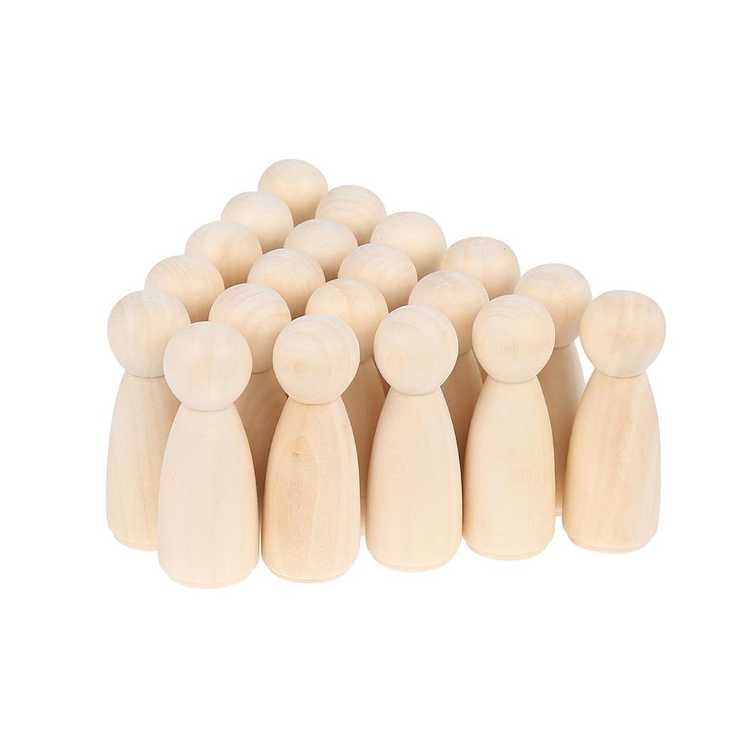 30pcs Unfinished Wooden Mushroom or 20pcs Mini Doll for Arts and Crafts DIY Projects Kids Birthday Christmas Gifts Painting Wood