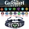 Браслет Genshin Impact Luminous God's Eye из черной кожи для мужчин и женщин