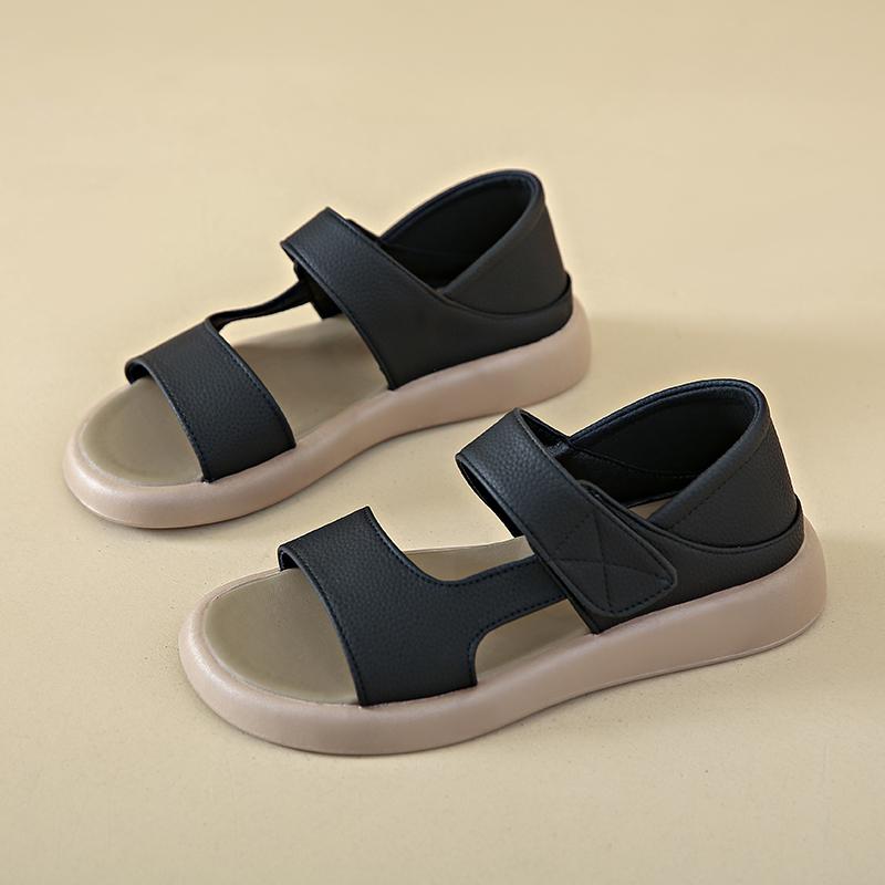 CRLAYDK 2024 Новые женские прогулочные сандалии с ремешком на плоской подошве, летние удобные пляжные шлепанцы с открытым носком, мягкие водонепроницаемые туфли