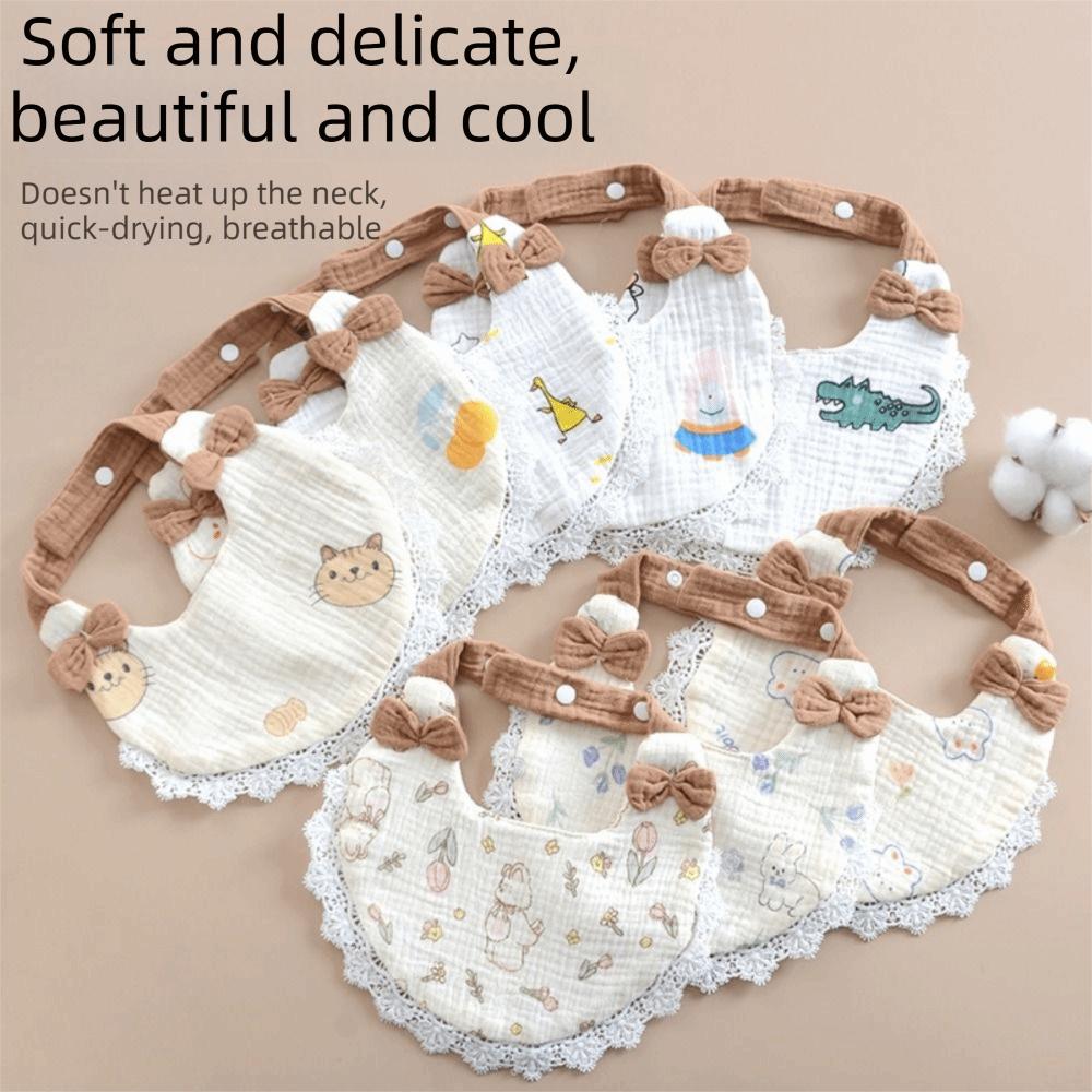 Breathable Baby Feeding Bib Soft Gauze Lace Bow Burp Cloth Cute Cotton Drool Towel Feeding Time