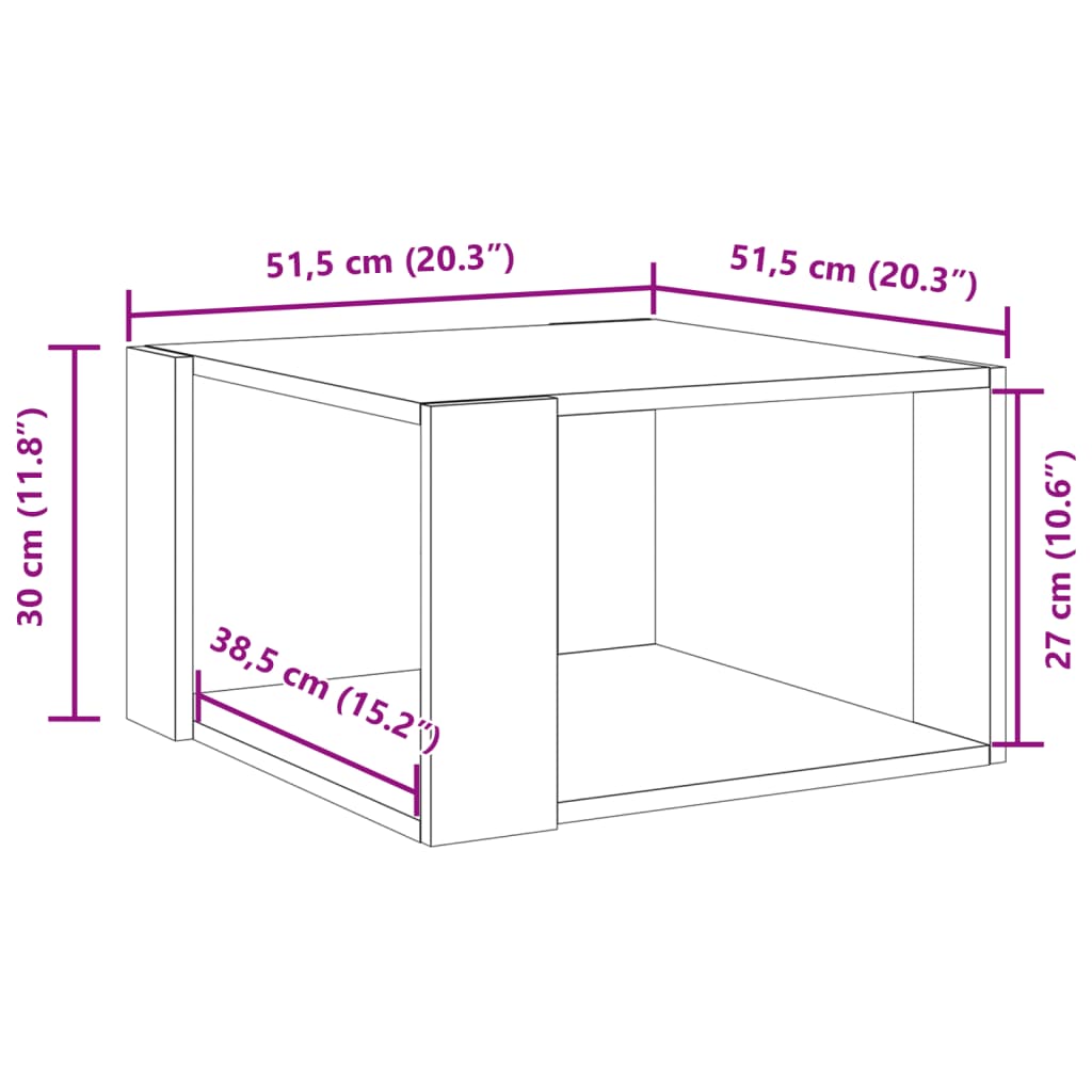 Coffee Table Gray Sonoma Oak 51.5 x 51.5 x 30 cm Particleboard