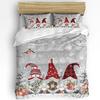 Christmas Snow Scene Snowflakes Gnome 3pcs Bedding Set For Double Bed Home Textile Duvet Cover Quilt Cover Pillowcase