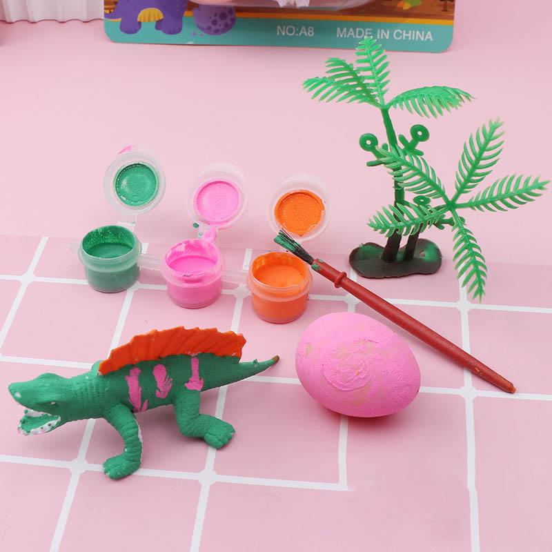 2 шт. Детская игрушка для рисования Ручная работа DIY Рисование Гипсовая кукла Мультяшный динозавр Раскраска Яйцо динозавра Раскрашивающие игрушки