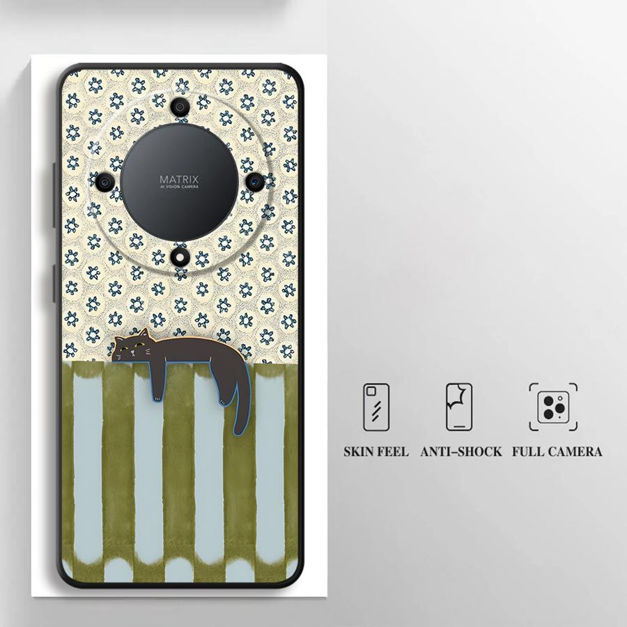 Чехол для телефона Funda для Honor Magic5Lite 8X X7 X5b X6 X8 200 400 Lite 70 X9a 90 Мультяшная Клетка Кошка